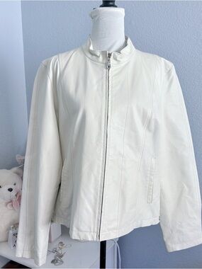 Wilsons Leather Maxima White Cream Genuine Leather Jacket